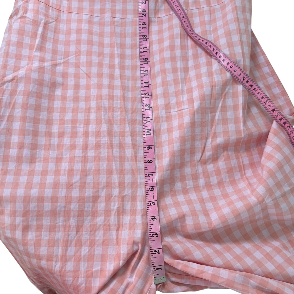 Bando Gingham Jumpsuit Wide Leg Belted Pink White Cotton Size 2X - Picture 11 of 12